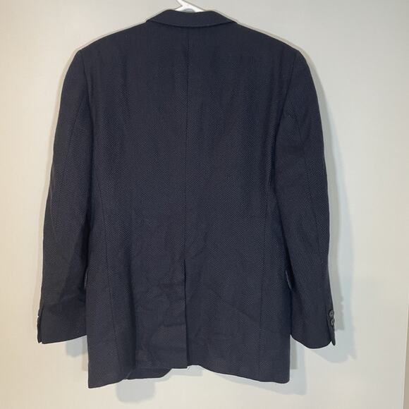 Hickey Freeman Sport Coat Mens 41R 100% Cashmere Blazer Jacket Blue Herringbone - Picture 9 of 10